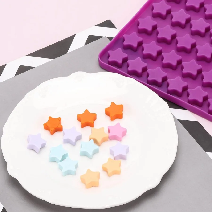 112 Cavity Mini Star Silicone Molds Fun Shaped Chocolate Molds for Hade Dog Training Treats Gummies Candy Chocolate Chips Biscu