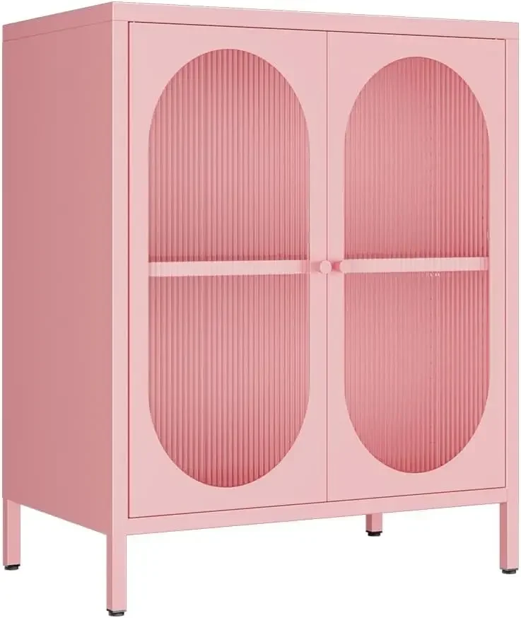 

Small 2 Transparent Door Metal Storage Side Buffet Cabinet for Bed Room,Living Room,Entryway,Hallway,Home,Hotel,Office,Garage,Ki