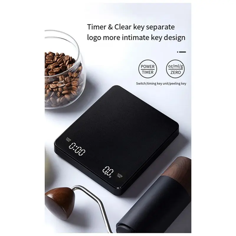 A25I High Electronic Scale Weighing 0.1G Coffee Scale with Timer Digital Kitchen Scale with Back-Lit LCD Display