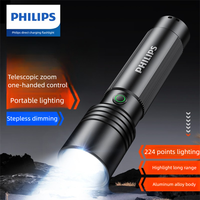 Philips SFL2146 2025 Super Bright Rechargeable Flashlight - Long Range Zoom, Portable for Outdoor & Home Use  Defensa Personal