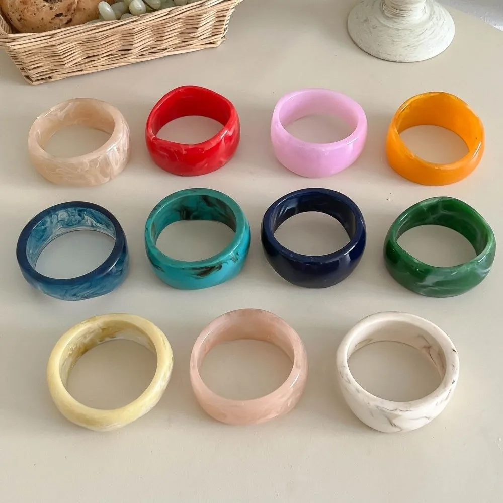 Vintage Smudged Irregular Resin Bracelet Marbling Thickened Wide Chunky Bangle Geometric Exaggerated Cuff Bracelet Gifts