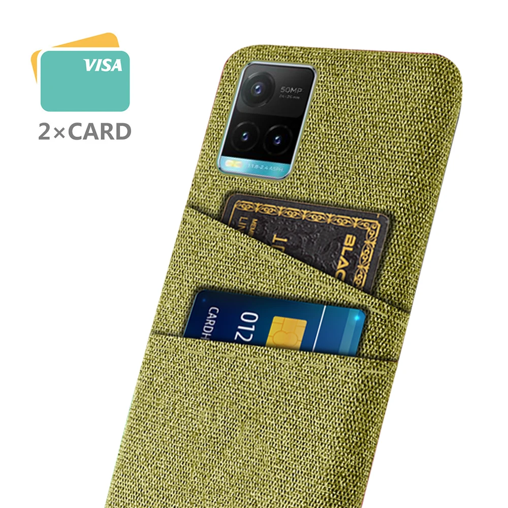 Card Case For vivo Y33s Case Dual Card Fabric Cloth Luxury Business Cover for Vivo V2109 Y33S Funda for VIVOY33s Y 33s Coque