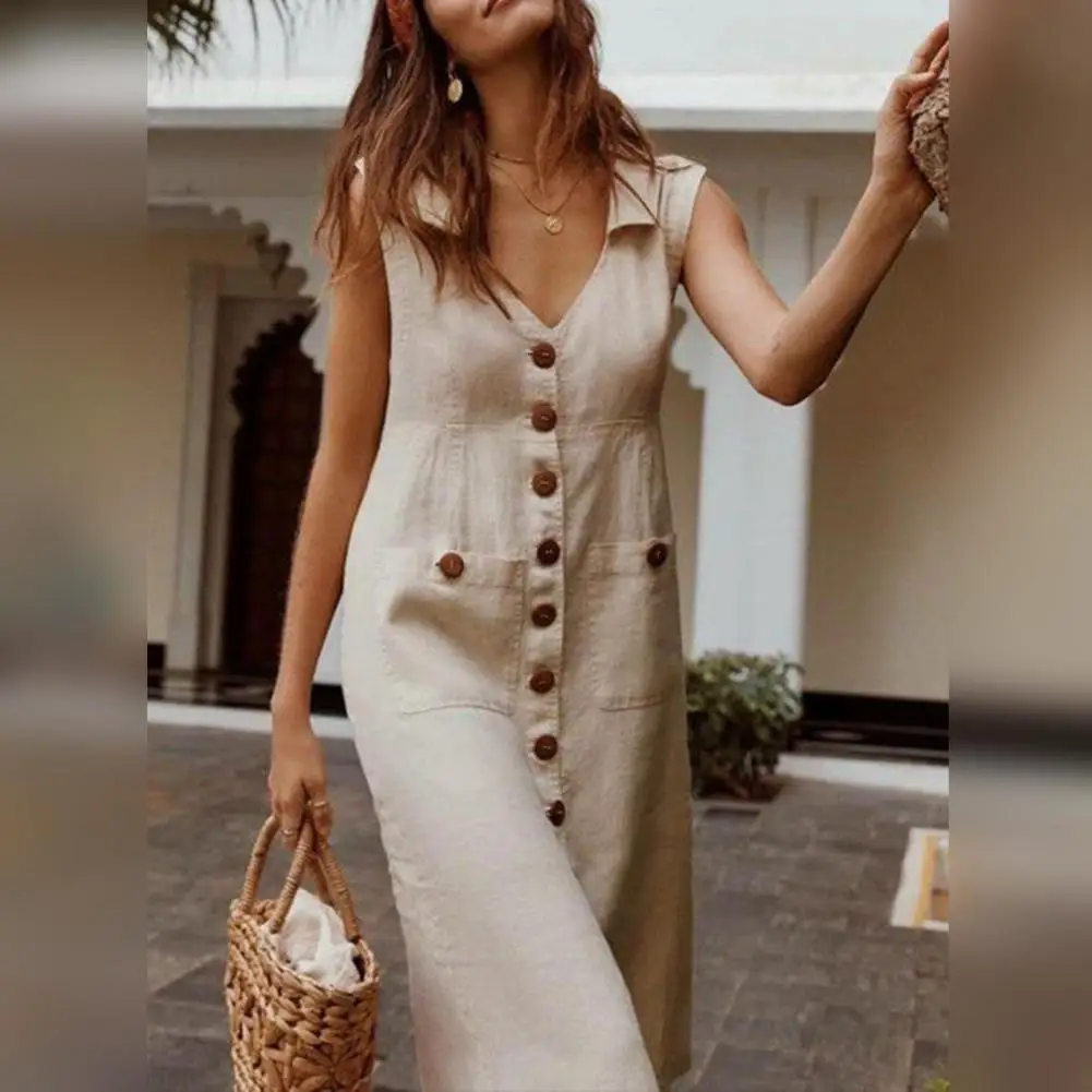 M XL Bawełniana lniana sukienka na ramiączkach dla kobiet 2024 Letnia luźna sukienka plażowa Midi Spódnica Kobieca sukienka Maxi na wakacje Vestido Robe