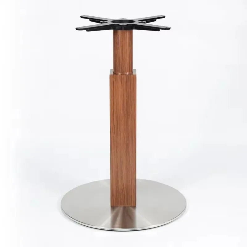 Wood Grain Stainless Steel Round Table Base Modern Style for Restaurant Cafe