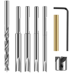 8Pcs Pen Barrel Trimmer Kit Sturdy Woodworking Mill Trimmer with 3/4inch Cutting Head Cutter Pilot Cutter Shafts with Hex Wrench