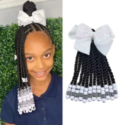 Custome- Braded Ponytails for Kids 8in Kids Box Braid Ponytail Hair Extension Synthetic with Big Bubbles Balls