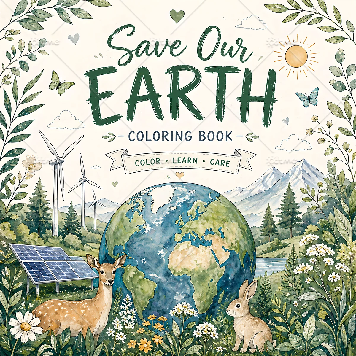 Earth Day  Bold-easy Patterns Coloring Book for Adults Cute Drawing Book Perfect Gift for Party and Birthday