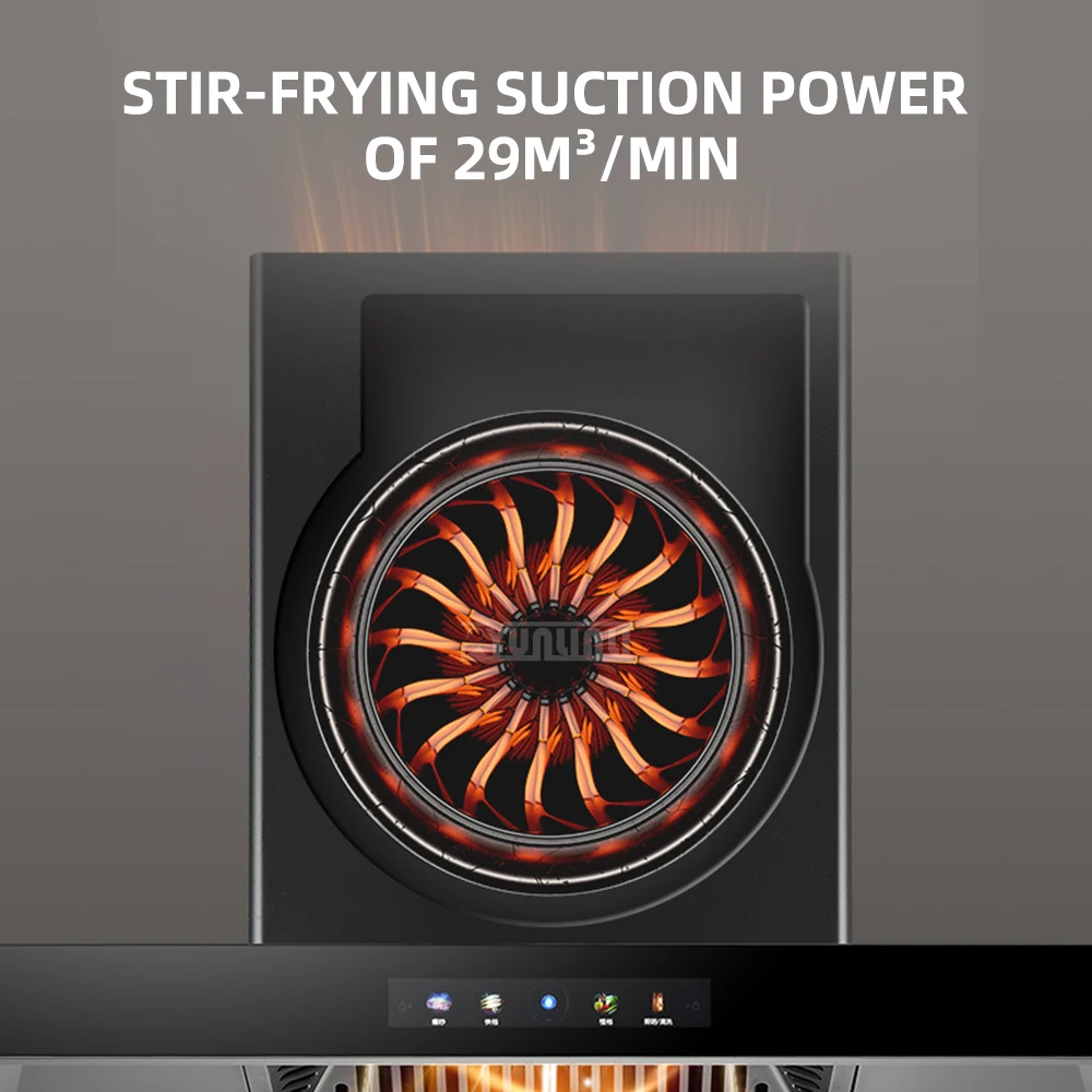 Kitchen Exhaust Fan High Suction Range Hood Hotte Cuisine Top Side Dual Suction for Cooking Ventilation