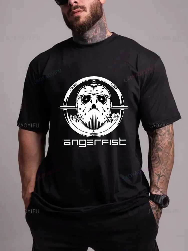 Summer Fashion Angerfist 100% Cotton Men Tshirt HARDCORE TECHNO MAINSTREAM GABBA Women T-shirt Angerfist Dutch Gabber Music Tops