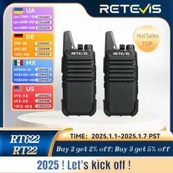 RETEVIS 2 Stück Mini-Walkie-Talkie PMR 446 tragbares Zwei-Wege-Radio ht PTT Walkie-Talkies RT622 tragbares Radio für die Jagd, Café RT22