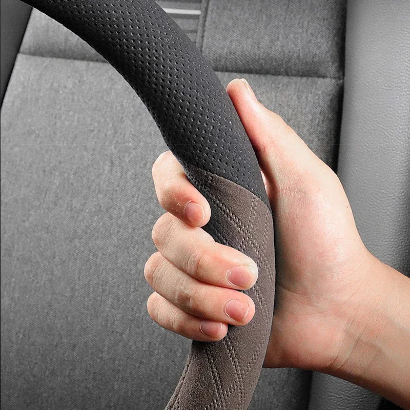 Double D Type Suede Car Steering Wheel Cover Decoration Handle Wrap For Geely Preface L BoYue L COOL Galaxy L7 L6 2023 2024