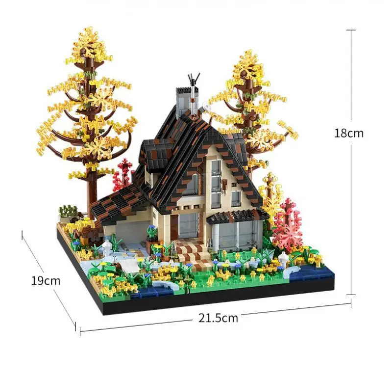 Bloques de construcción de casa de madera de bosque para niños, 2635 piezas, Micro ladrillos, ensamblaje, Constructor, juguetes educativos para niños, niños y niñas