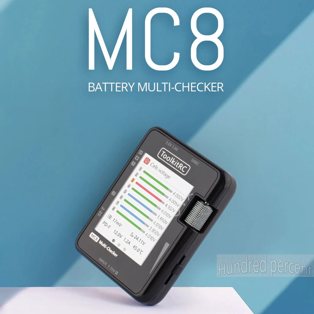 ToolkitRC MC8 SC100 Mini-Zellenprüfer 32-Bit-Batterie-Multi-Checker PWM-Ausgang PPM SBUS-Anzeige Mit USB-C Schnellladung – Detail 5