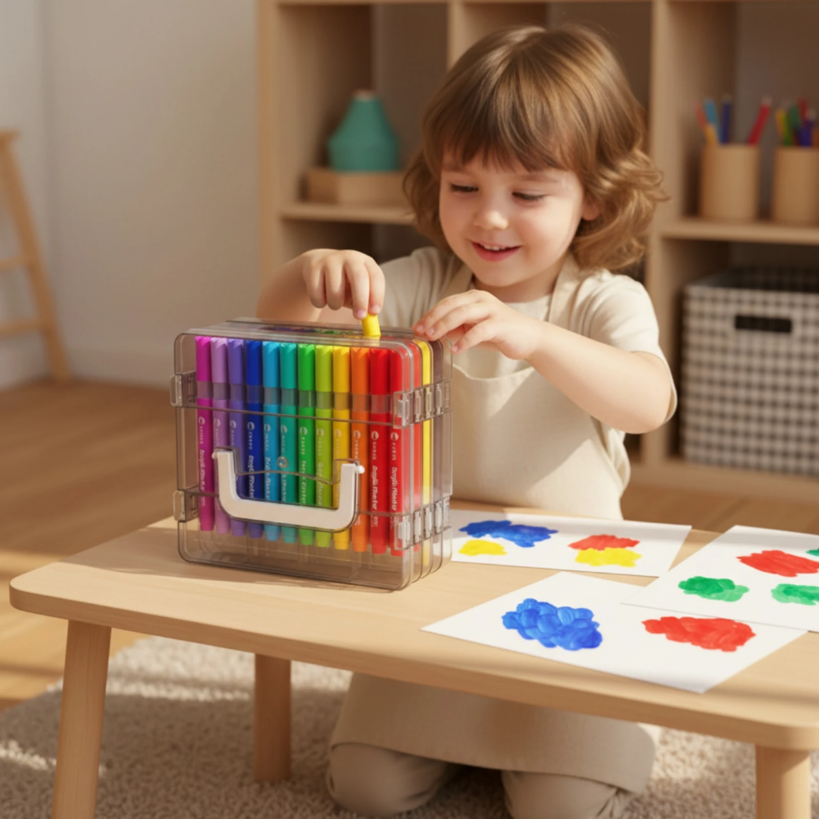 48 Pieces Soft-Tip Markers Transparent Storage Case 48 Acrylic Markers Acrylic Paint Pens for Drawing, Coloring