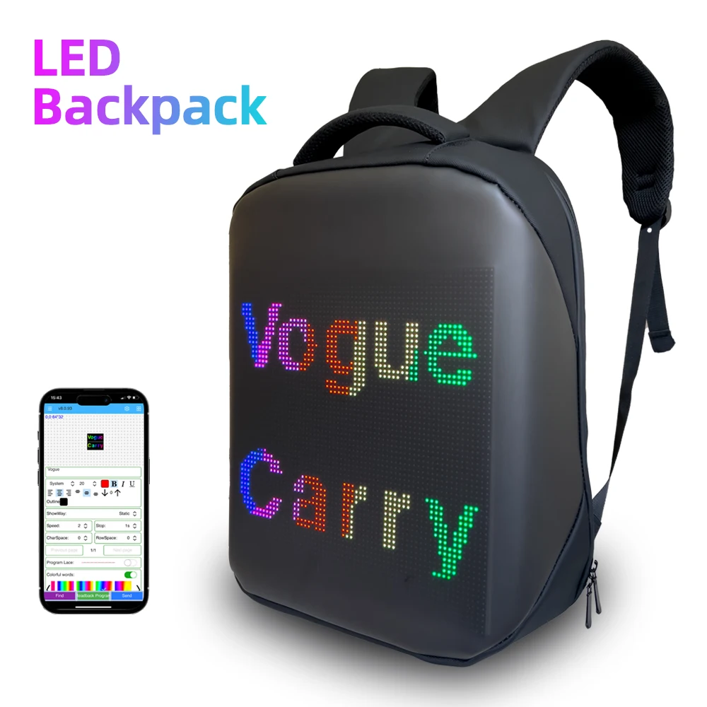 LED Locomotive Backpack Screen Bag Display Advertise Bag WIFI and Bluetooth for Travel Express with Name LOGO Led Backpack