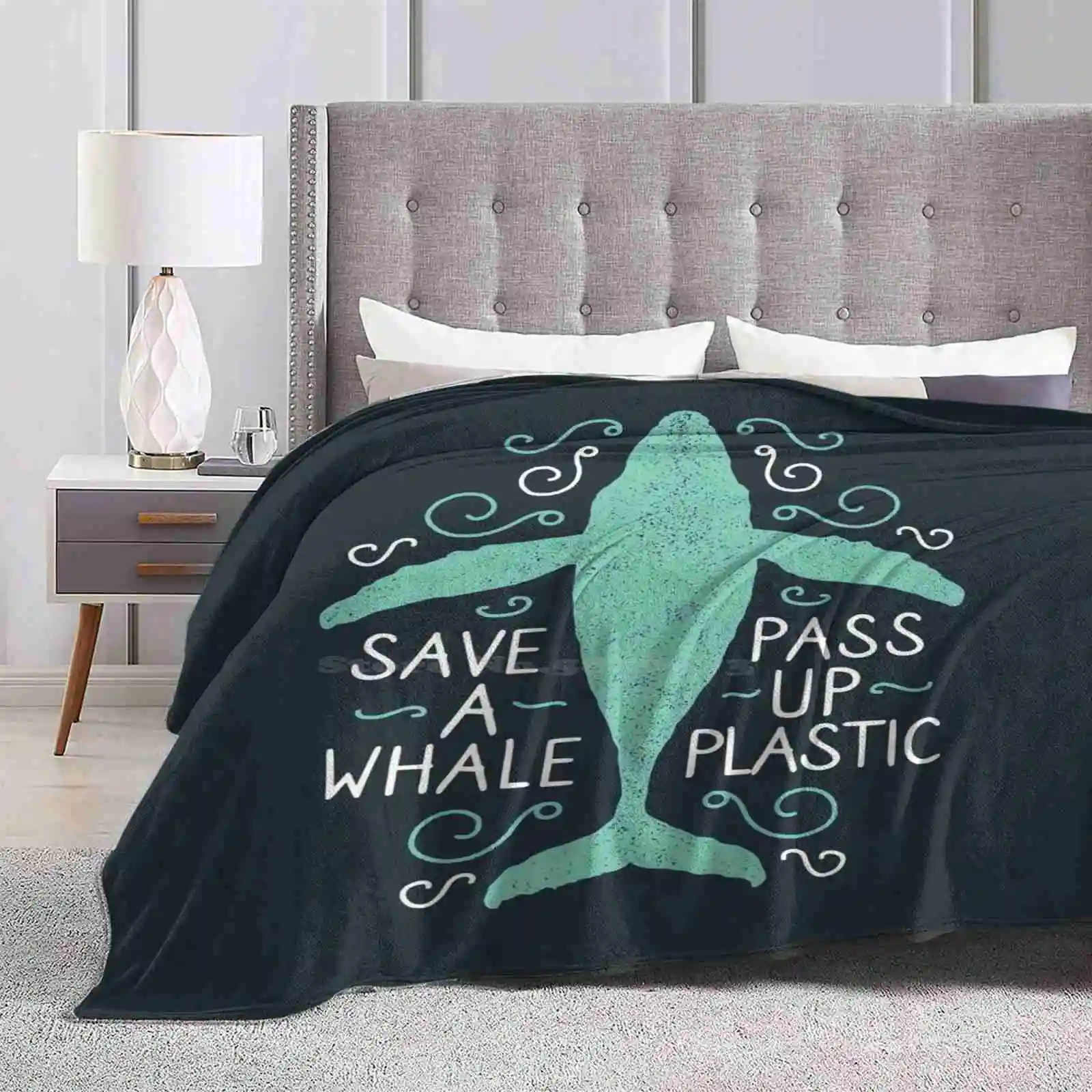 Anti Plastic Whale-Save A Whale Pass Up Plastic-Color Version Fashion Soft Warm Throw Blanket Stop Plastic Reduce Plastic