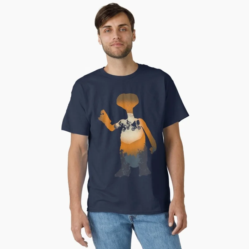 E.T. The Extra Terrestrial 0403 t shirt Retro Alien Movie Graphic Tee for Sci-Fi Fans 100% cotton printed All size Tops S-6XL