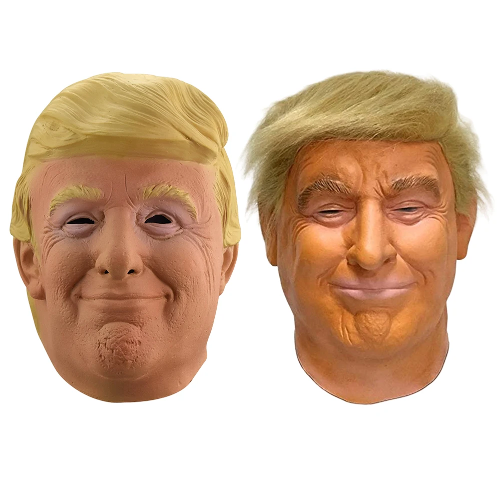 Trump Latex Mask Adult Costume Latex Head Cover Great Halloween Cosplay Party Prop for Festival Halloween Easter Costume Party