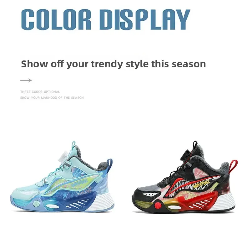 Зимние детские ботинки для мальчиков, школьные модные кроссовки для девочек, спортивная обувь с поворотной пряжкой, детские теплые плюшевые повседневные кроссовки, уличная обувь