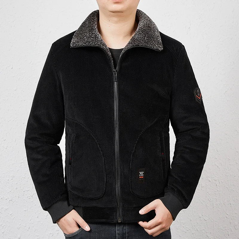 M-8XL cotton jacket men's plus velvet jacket men's coat cotton jacket thick and loose middle-aged and young men's coat