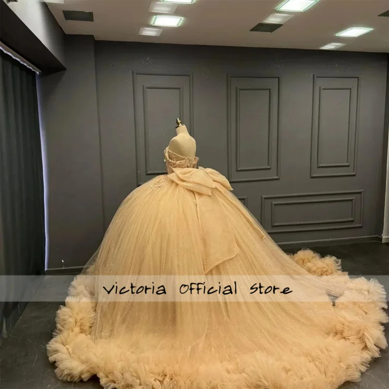 الأميرة القوس فستاين سهرة/فساتين الحفلات للفتيات شرابة المتدرج الدانتيل يزين مشد فساتين Quinceanera Vestidos De 15 مخصصة #3