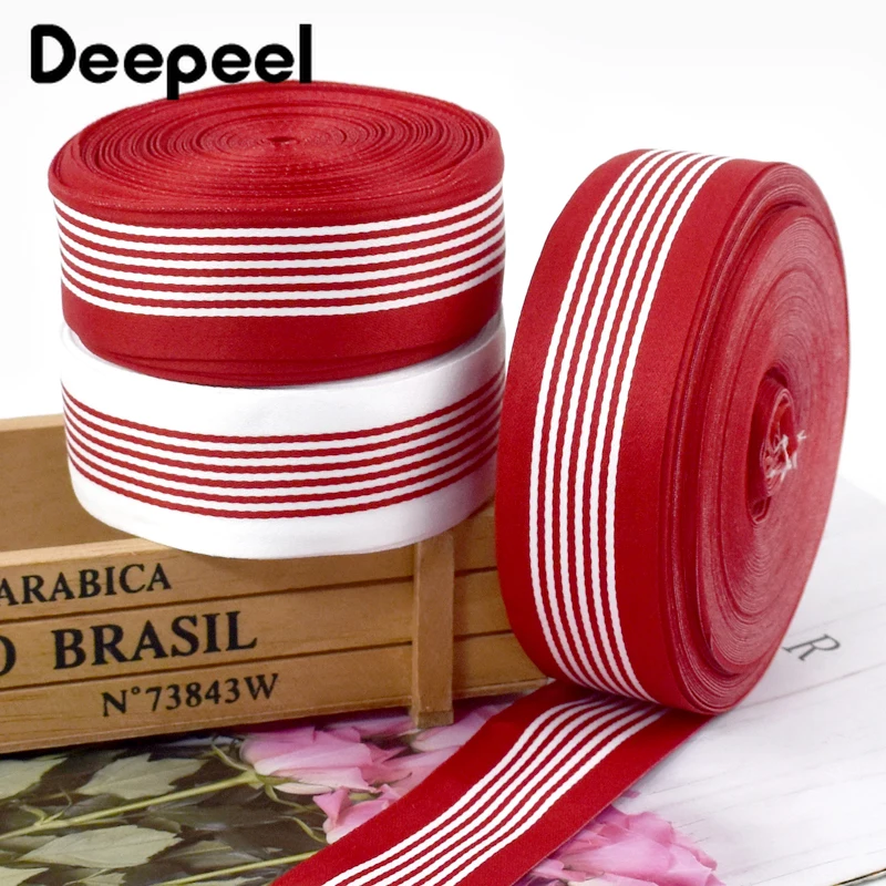 

5/10/20Meters 35mm Colored Striped Webbing Polyester Ribbon Band Bag Strap Garment Trouser Decoration DIY Sewing Accessories