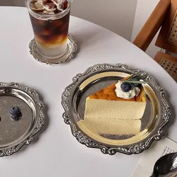 Silver Plated Cake Tray Afternoon Tea Dessert Tray Jewelry Storage Tray Dessert Table Snack Dish Display Home Hotel Supplies