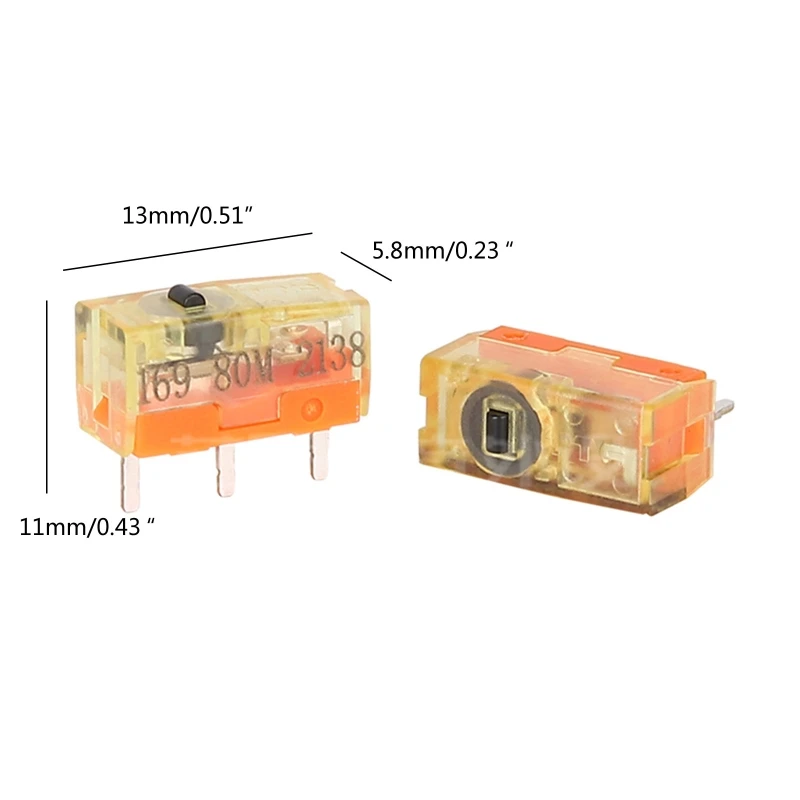 Microinterruttore per mouse dorato antipolvere TTC 30M 60M 80M Clic a vita Contatto in lega d'oro 3 pin Microinterruttore da 3 piedi 2 PZ
