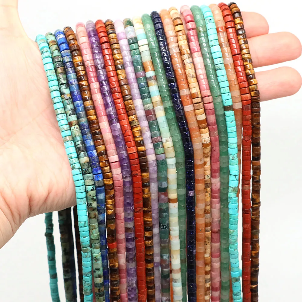 2x4mm Naturstein Rondelle Perlen Amethyst Achat Quarz Flache Runde Lose Spacer Perlen für DIY Armband Halskette Schmuck Machen