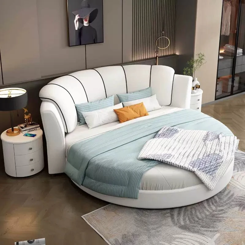 Minimalist Fancy Bed White No Matress Princess French Bed Lounge Round Headboards Camas De Dormitorio House Accessories