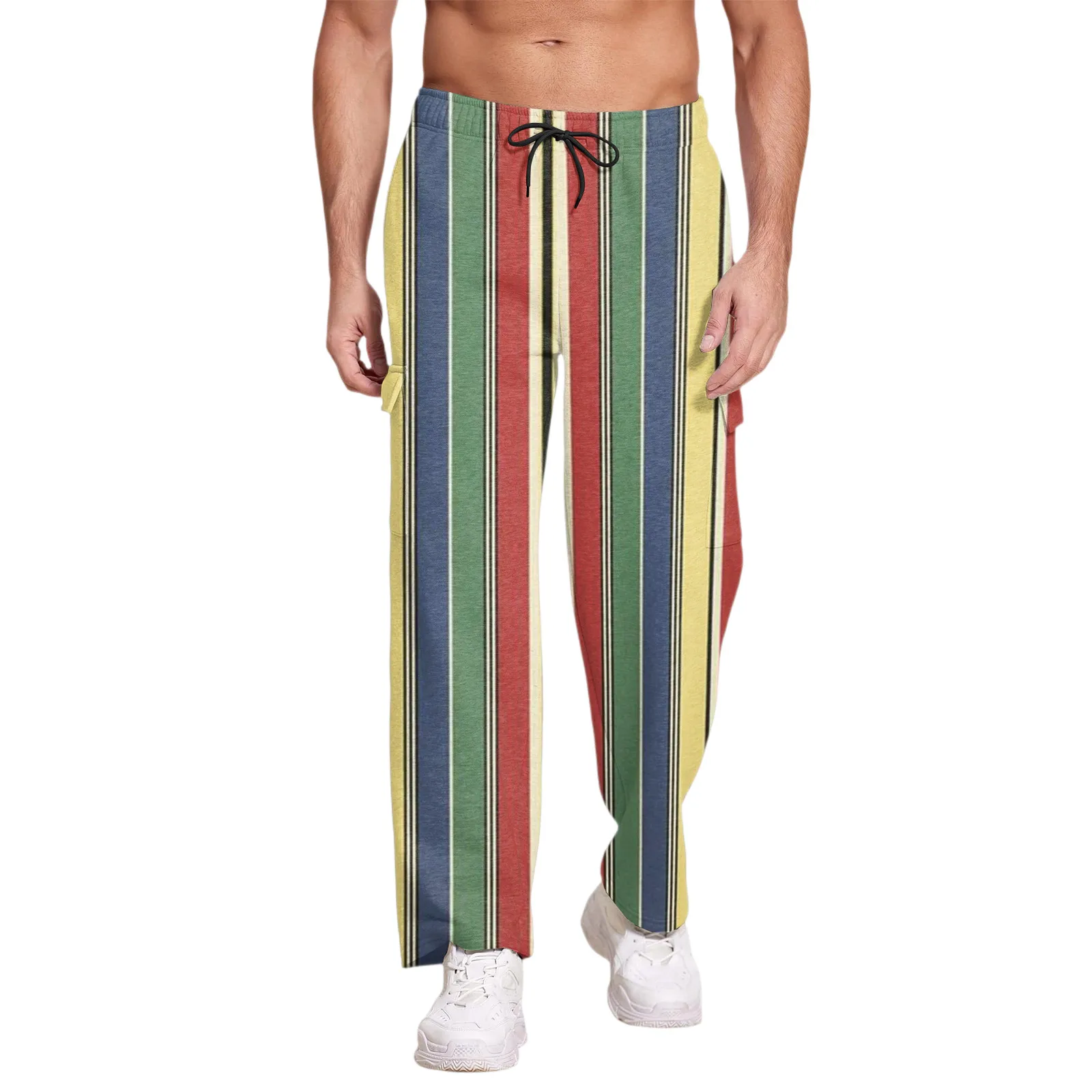 

Повседневные спортивные брюки, мужские свободные леггинсы с длинной вставкой, тренировочные брюки для фитнеса и бега, рабочие брюки с несколькими карманами, мужские брюки