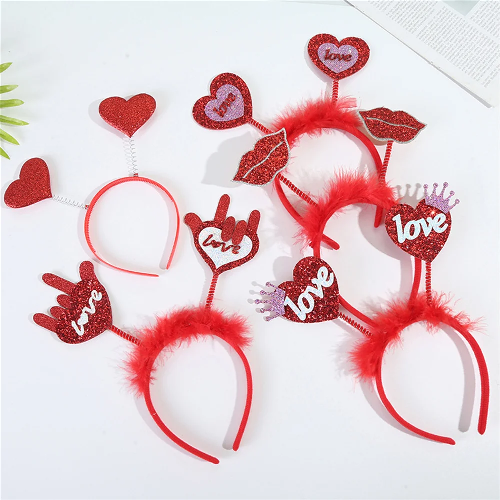 Valentines Day Love Heart Headbands Women Wedding Costume Hair Hoops Styling Tools