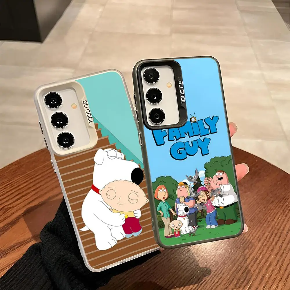 F-Family Guy Phone Case For Samsung Galaxy S26 S25 Edge S24 S23 S22 A57 A37 A17 A16 A26 A36 A56 Ultra Plus Fe colored silver Cov