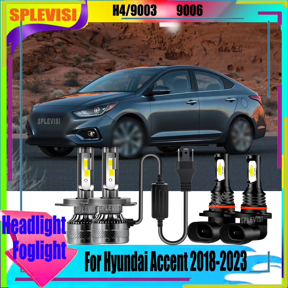 

LED H4/9003 HB4/9006 Headlight Foglight Plug & Play free Night Driving Upgrades For Hyundai Accent 2018 2019 2020 2021 2022 2023