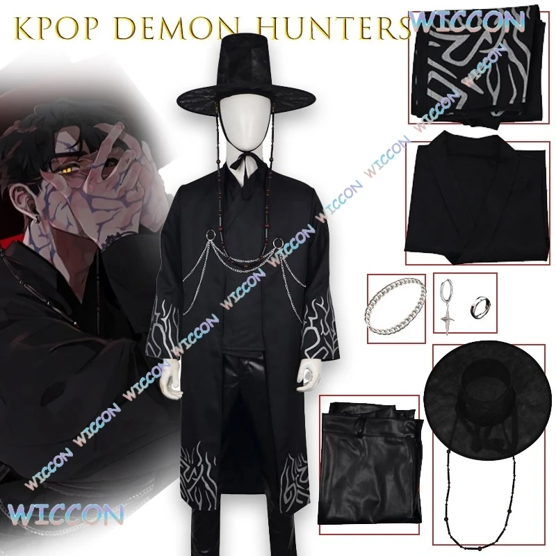 

Demon Hunters Saga Boys Jinu Baby Romance Mystery Abby Kpop Cos Stage Outfit Black Performance Suit Idol Group Concert Costume