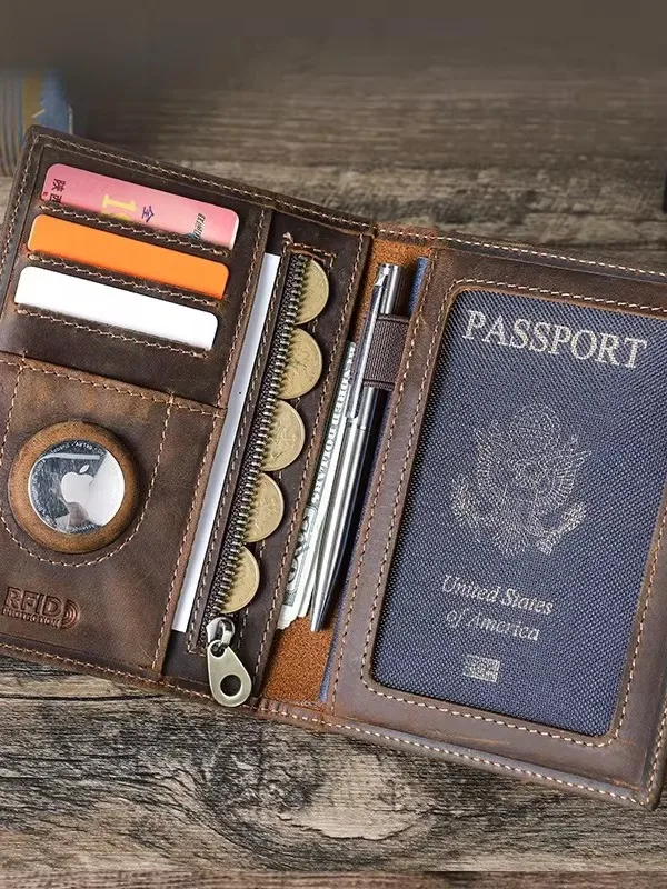 retro-mad-leather-travel-wallet-unisex-id-document-bag-airtag-positioning-family-couple-money-bag-vertical-shape-short