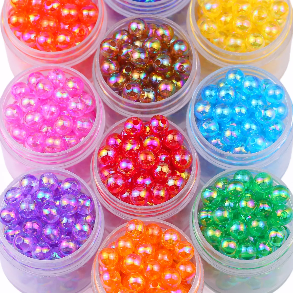 20 Farben 8mm 1000 Stück Set Acryl Lose Perlen Schillernde Runde Perlen für Schmuckherstellung Armband Halskette Schlüsselanhänger DIY Zubehör – Detail 5