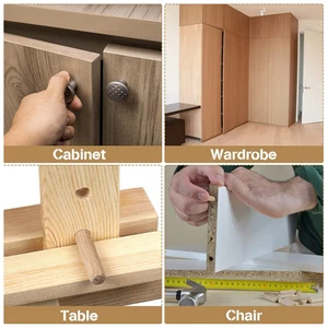 Pinos redondos de passador de madeira canelados, passador pino hastes set, montagem de móveis, gaveta do armário, artesanato de madeira, 100, 50pcs 12 principais vendas tronco madeira decorativo - №6