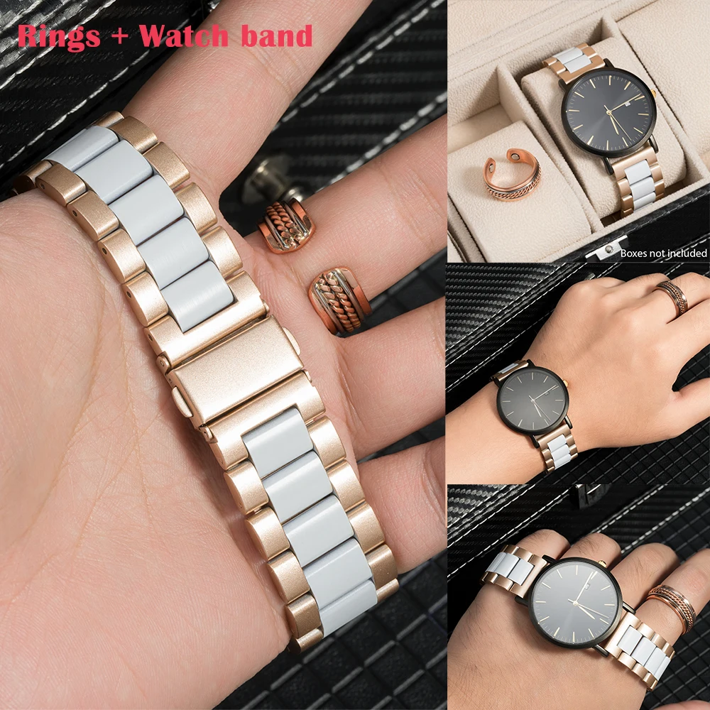 

Кольца + ремешок для Samsung Watch 7FE/7, 40/44 мм, деловой браслет из нержавеющей стали, ремешок для Galaxy Watch 4, 5, 6, 40/44 мм, металлический Correa