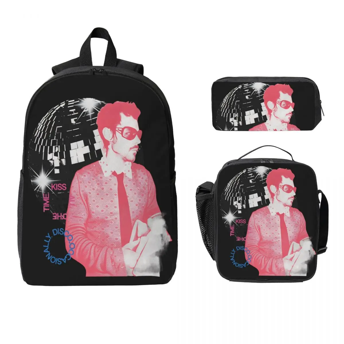 Harrys Styles Kiss All The Time Kids Backpack Lunch Box Pencil Boxes for Boys Kindergarten Backpacks School bag Bookbag Set