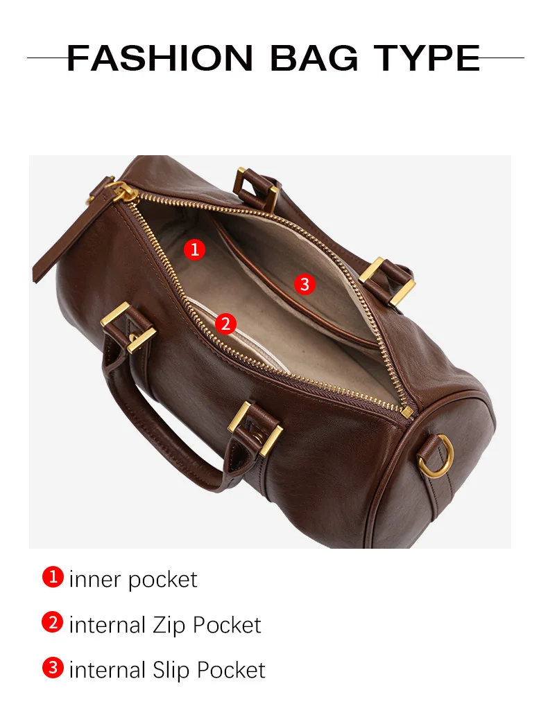 Aidrani Damenhandtasche aus echtem Leder mit Schultergurt – Crossbody, zylindrische, kissenförmige Aufbewahrungstasche für eine Schulter – Detail 5