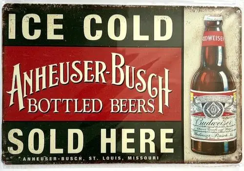 Anheuser-Busch Bottled Beer Vintage Neuheit Metallschild; Wandkunst