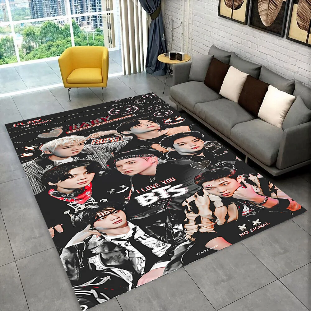 3D Korea K-Pop Star Kim JIN SUGA V Teppich für Wohnzimmer Schlafzimmer Heim-Deko, Bodenmatte Rutschfeste Dekoration für Sofa Fußmatte – Detail 7