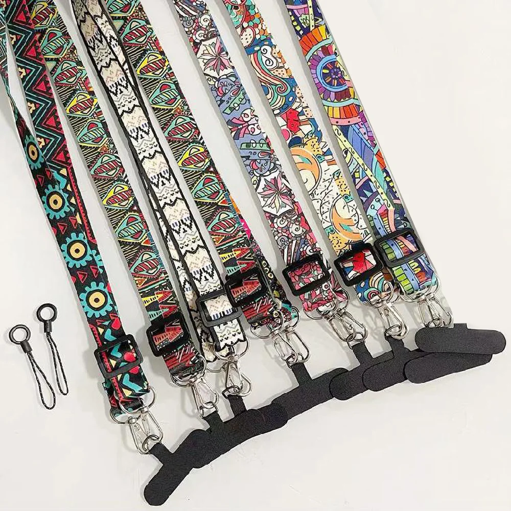 

Mobile Phone Broadband Straps Long Painted Totem Lanyard Neck Band Shoulder Cord Anti Loss Rope Hang Retro Ethnic Style Strap