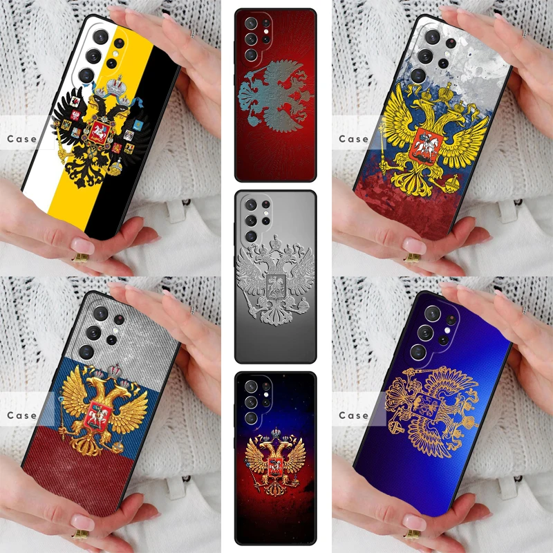 Russia Flag Coat Of Arms TPU Phone Case for Samsung Galaxy S26 S25 S24 S23 S22 S21 S20 Note10 Plus FE Ultra Cover