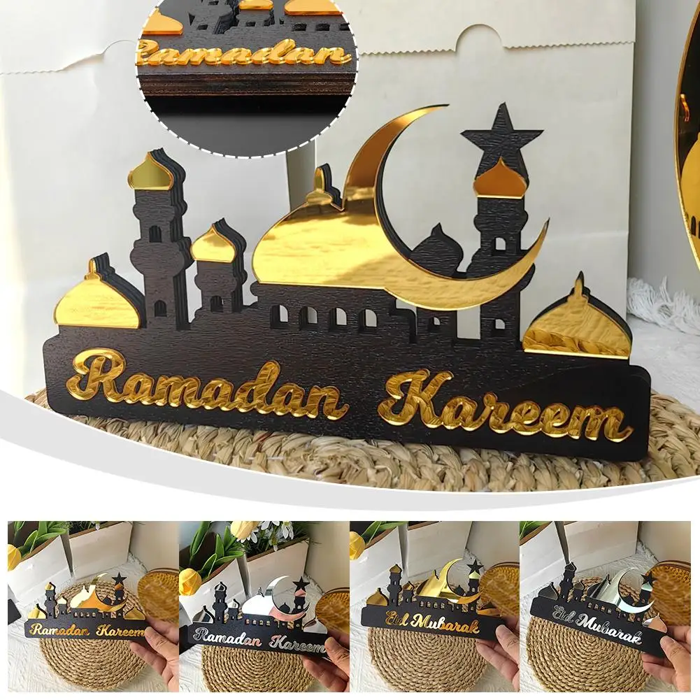 2025 Ramadan Kareem Table Ornament Acrylic Moon Star Islamic Mubarak Festive Castle Party Gift Home Eid Decoration DIY Holi M3Y7