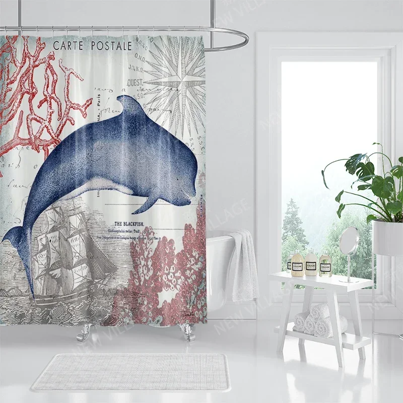 Home waterproof fabric bathroom curtain accessories 90x200 shower shower curtain 240 * 200 Atlantis style shower curtain