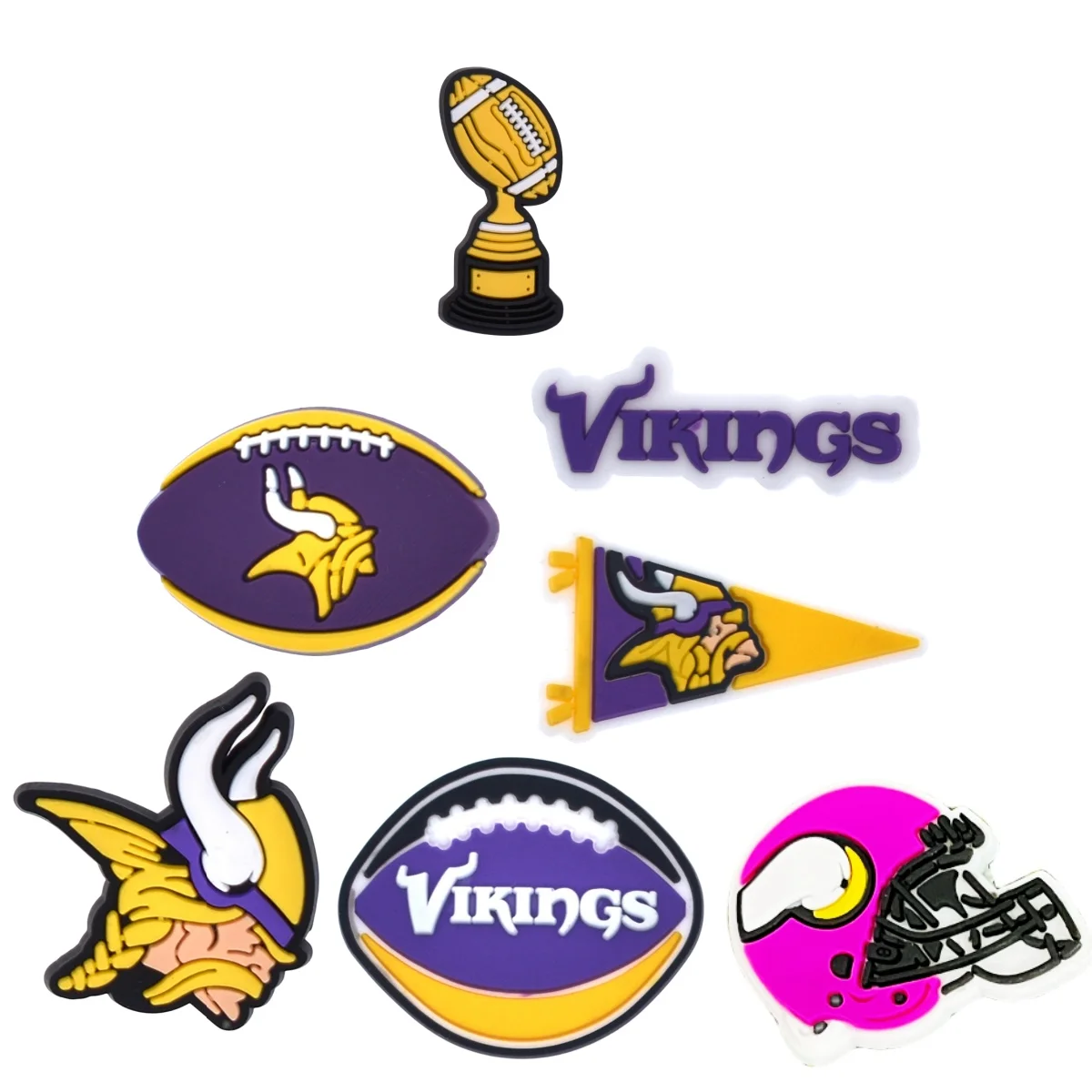 7PCS Football Shoe Charms for Clog Sandals, Sports Football Team Shoe Charms for Party Gifts