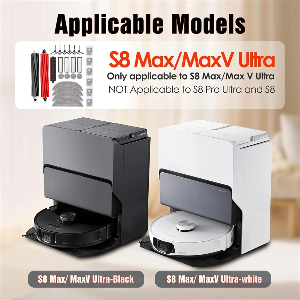 แปรงสูญญากาศ 26 ชิ้นและชุดกรองสําหรับ Roborock S8 Max MaxV Ultra อุปกรณ์เสริมเครื่องดูดฝุ่น