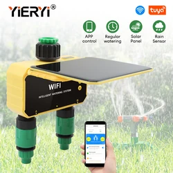 Yieryi 1-Way/2-Way WIFI Solar Irrigation Timer Tuya/Smart Life APP Smart Valve Outdoor Garden Drip Irrigation Sprinklers Timer